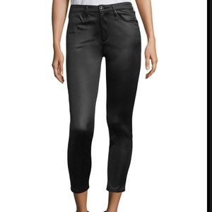 rag & bone Black Sateen High Rise Ankle Skinny Satin Pant, Size 25